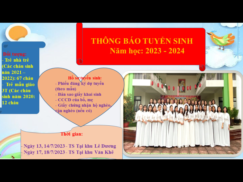THÔNG BÁO TUYỂN SINH NĂM HỌC 2023- 2024