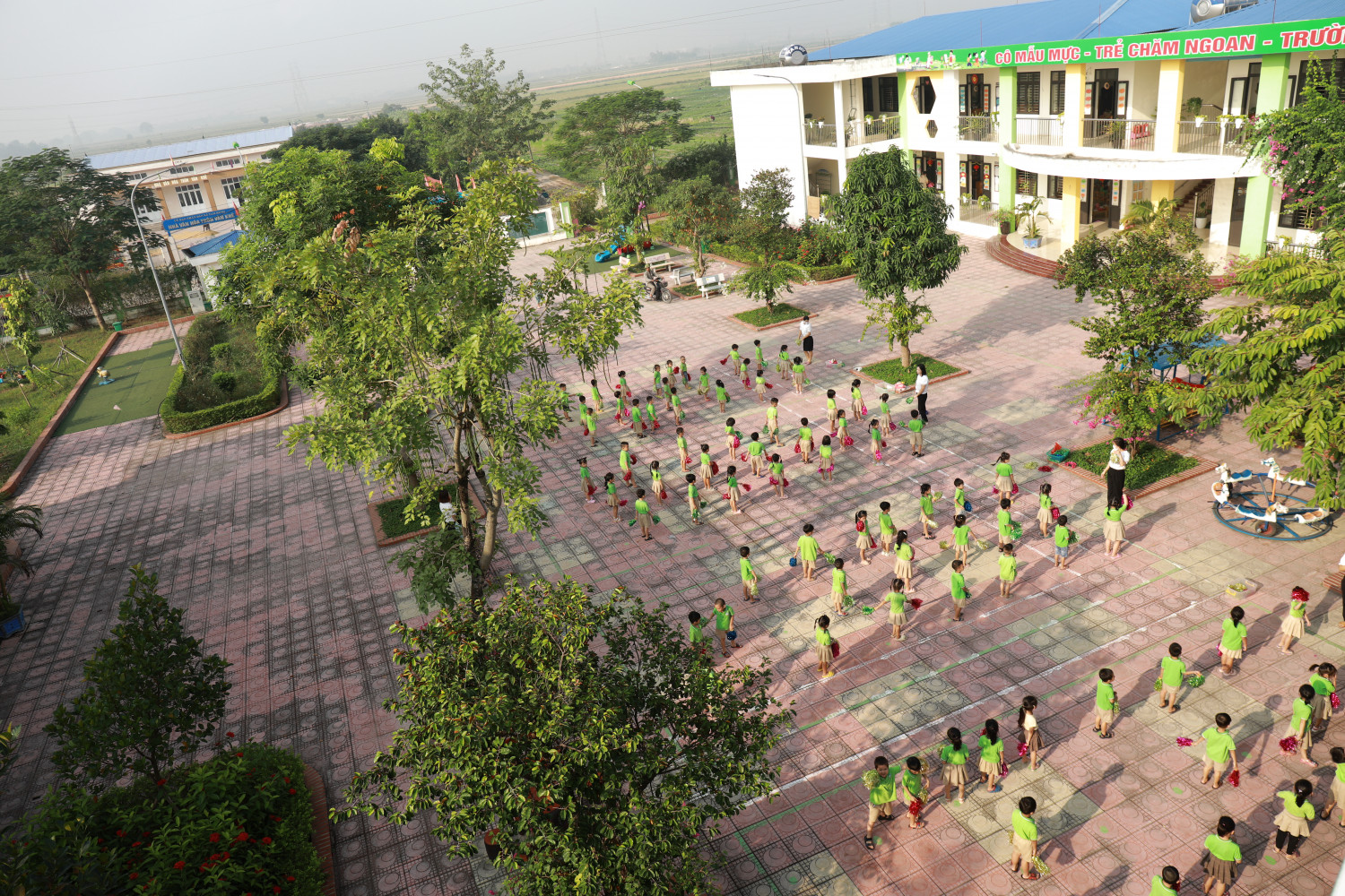 Trường MN Tam Hưng B, Huyện Thanh Oai Trẻ tập thể dục sáng 9214